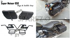 For Royal Enfield Super Meteor 650 Black Bags With Saddle Stay Mounting - SPAREZO